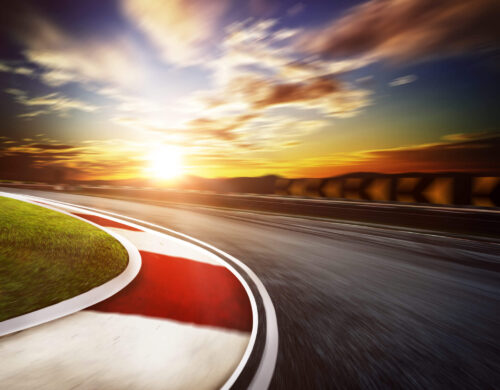 Motion blurred racetrack,warm mood